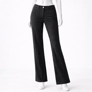 Y2K Mid-Rise Black and White Pinstripe Flare Pants